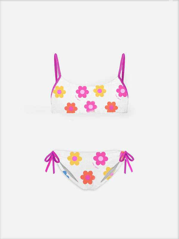 Bikini da bambina a bralette con margherite