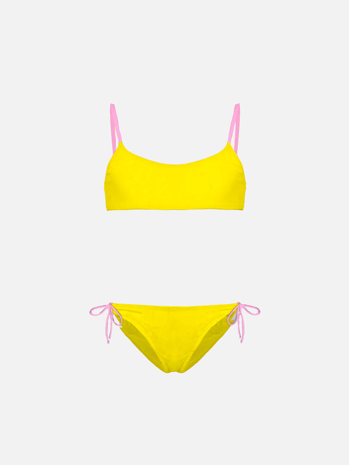 Girl's bralette bikini with St. Barth addicted embroidery