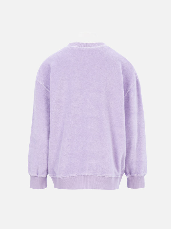 Girl lilac terry sweatshirt Briony with Saint Barth logo