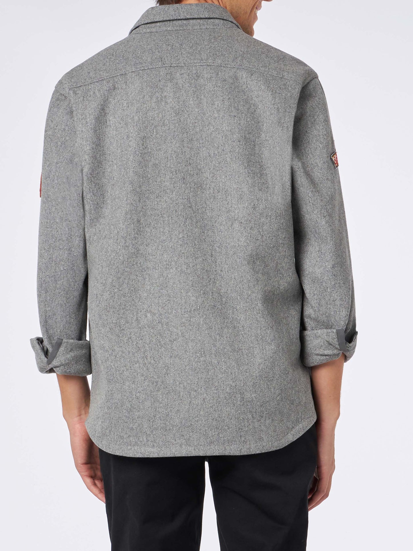 Man wooly grey overshirt with pockets and patches - MC2 Saint Barth