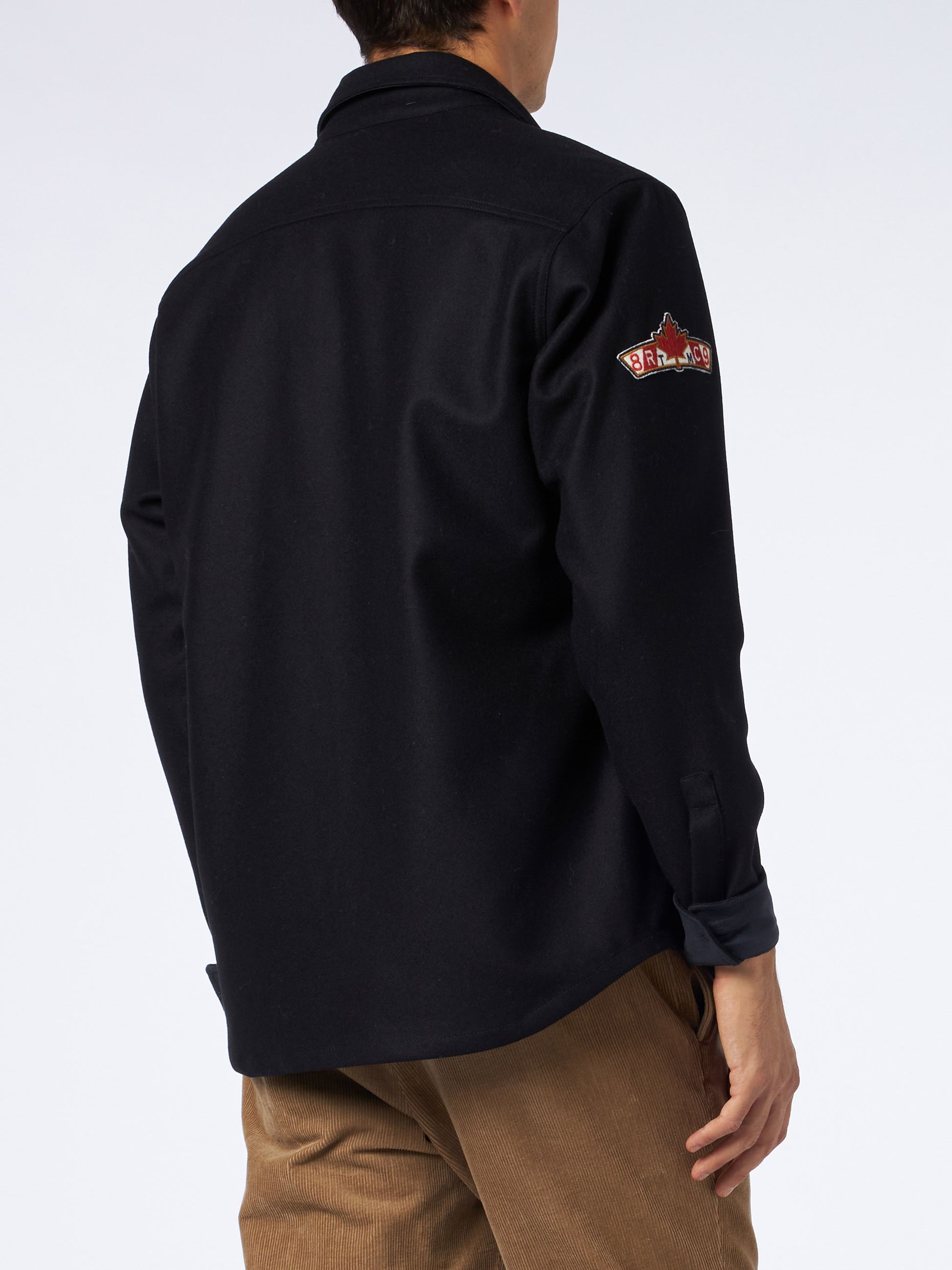 Man wooly blue overshirt with pockets and patches - MC2 Saint Barth