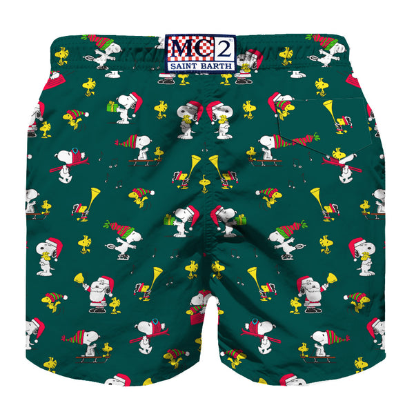 Boy light fabric swim shorts with Christmas Snoopy print | SNOOPY - PEANUTS™ SPECIAL EDITION