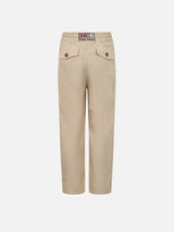 Pantaloni Calais Jr da bambino in lino beige con coulisse