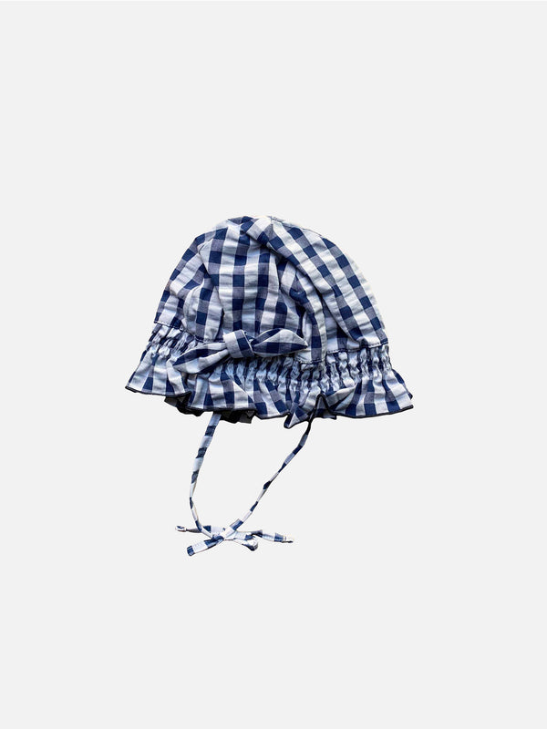 Enfant Bonnet blauer Vichy-Druck