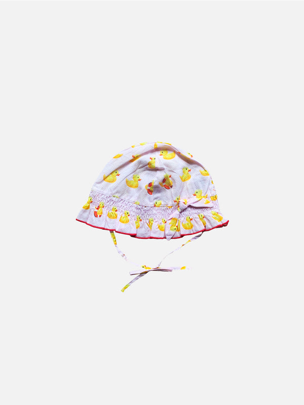 Girls Enfant Bonnet pink ducky print