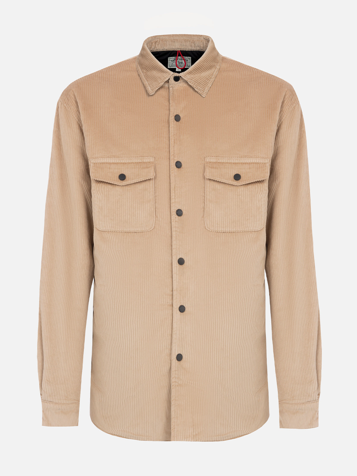 Overshirt da uomo in velluto a coste beige Chalet con ricamo St. Barth