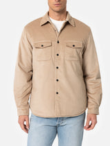 Man beige corduroy overshirt Chalet with St. Barth embroidery