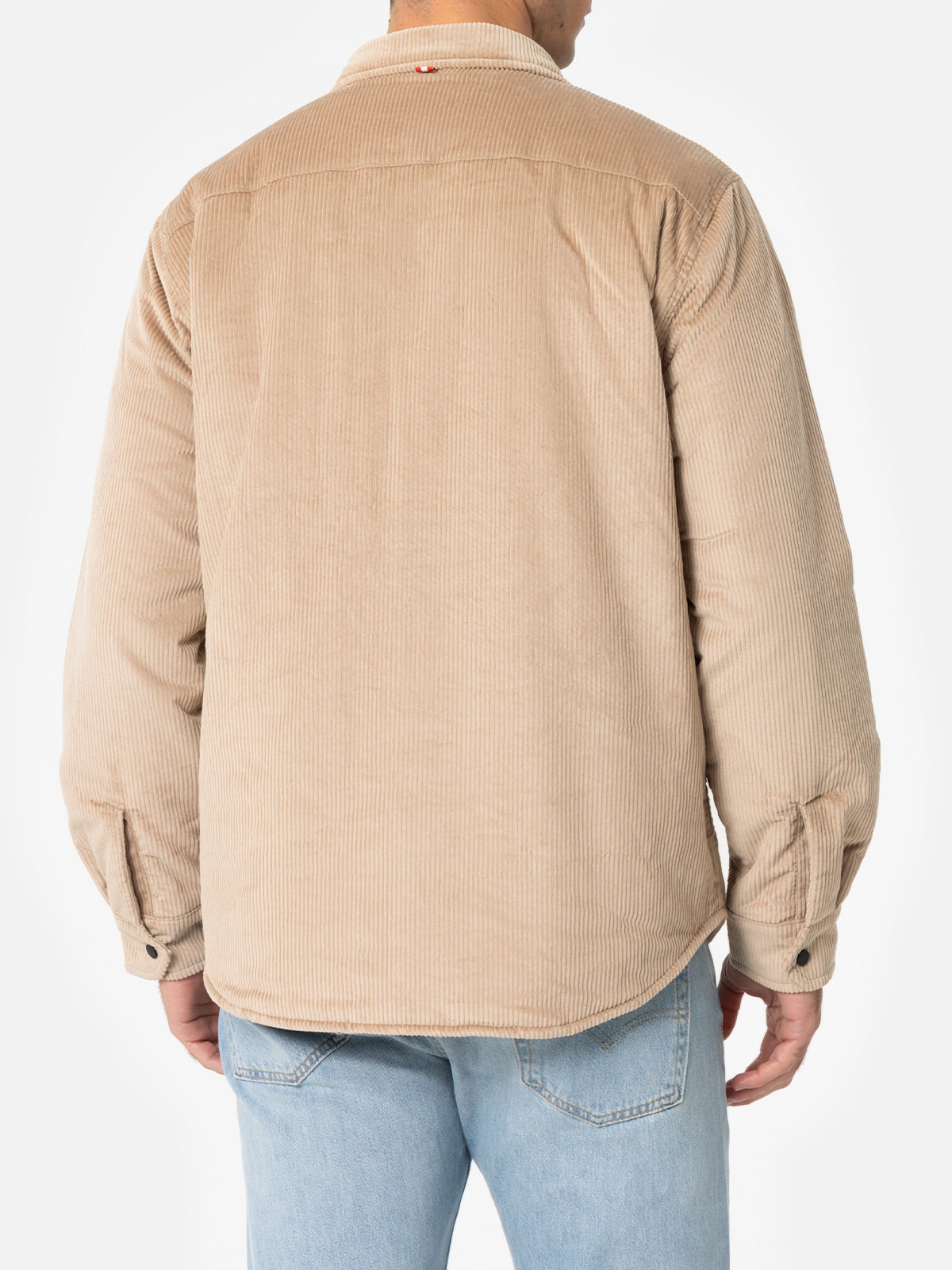 Overshirt da uomo in velluto a coste beige Chalet con ricamo St. Barth
