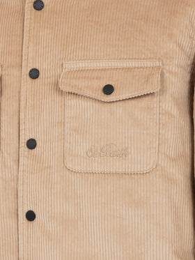 Overshirt da uomo in velluto a coste beige Chalet con ricamo St. Barth