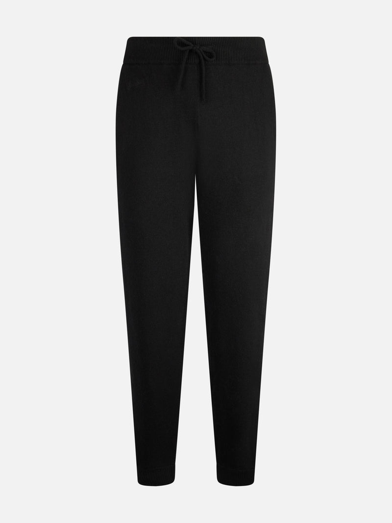 Pantaloni jogger neri da donna in maglia