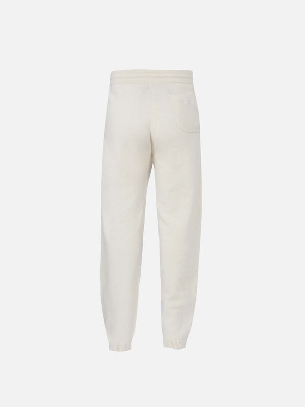 Pantaloni jogger in maglia bianco sporco da bambina