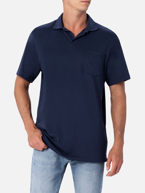 Man navy blue technical piquet polo shirt Camber - MC2 Saint Barth