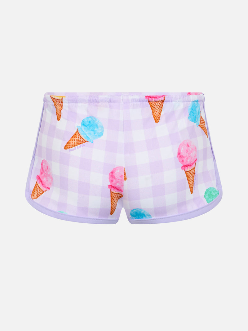 Pantaloncini da spiaggia da bambina Coco con stampa gelati