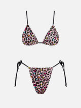 Bikini da donna a triangolo con stampa leopardata