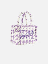 Borsa a mano Wooly Colette con frange e motivo pied de poule