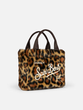 Furry soft Colette handbag with animalier jacquard print