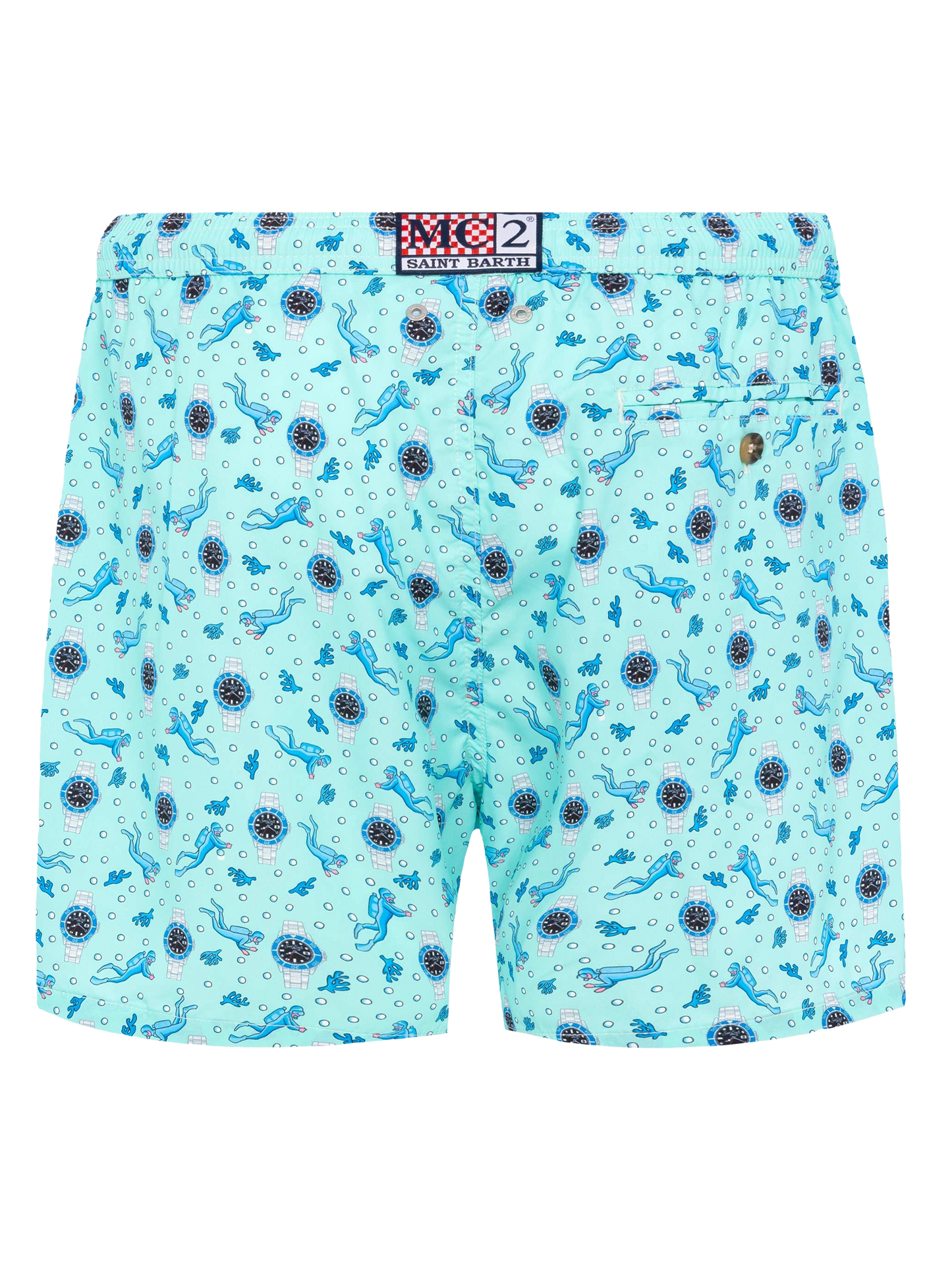 Badeshorts aus leichtem Stoff „Lighting“ mit Uhren-Print
