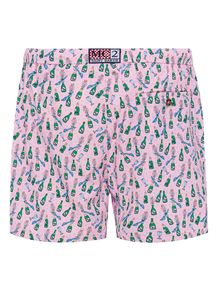 Badeshorts aus leichtem Stoff „Lighting“ mit Sabrage- und Flaschendruck