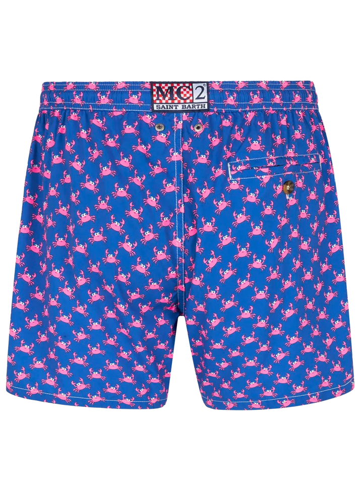 Bequeme Herren-Badeshorts aus leichtem Stoff mit Krabbenaufdruck