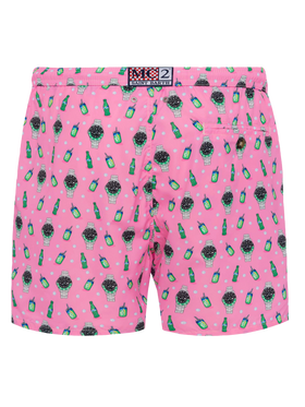 Lightweight fabric swim shorts Lighting with watch print