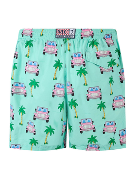 Badeshorts für Herren aus leichtem Stoff Lighting mit Geländewagen-Aufdruck