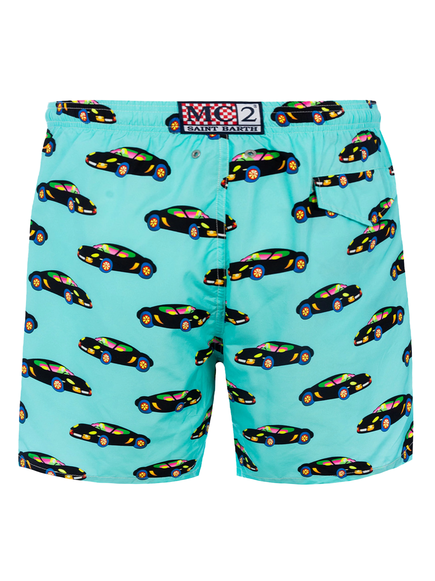 Man lightweight fabric swim-shorts Lighting with Lodola car print |MARCO LODOLA SPECIAL EDITION