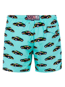 Man lightweight fabric swim-shorts Lighting with Lodola car print |MARCO LODOLA SPECIAL EDITION