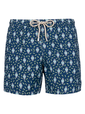 Man lightweight fabric swim-shorts Lighting Micro Fantasy with watches print
