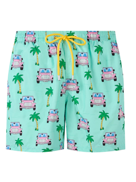 Badeshorts für Herren aus leichtem Stoff Lighting mit Geländewagen-Aufdruck