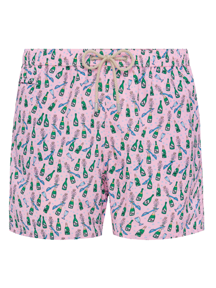 Badeshorts aus leichtem Stoff „Lighting“ mit Sabrage- und Flaschendruck