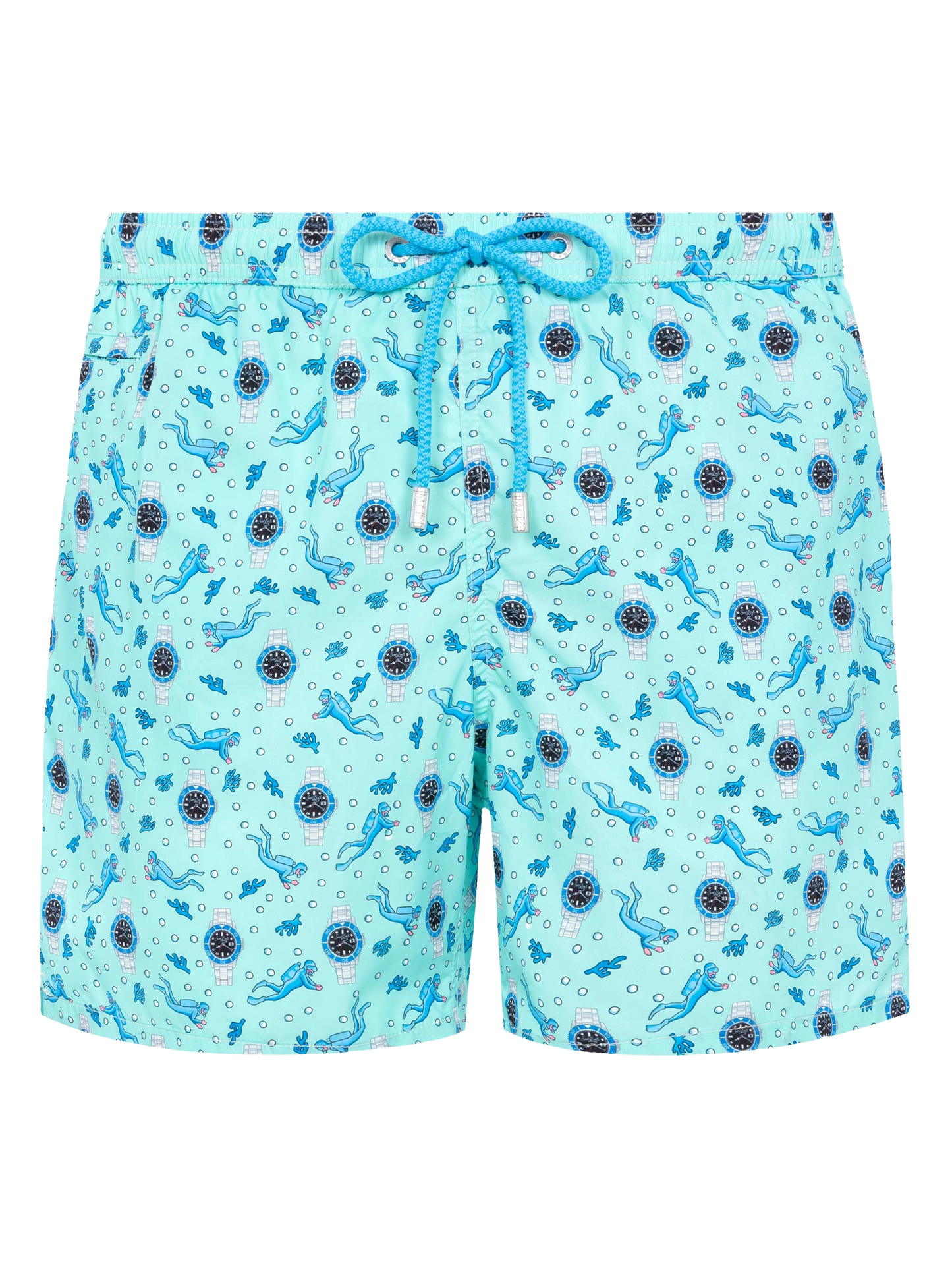 Badeshorts aus leichtem Stoff „Lighting“ mit Uhren-Print