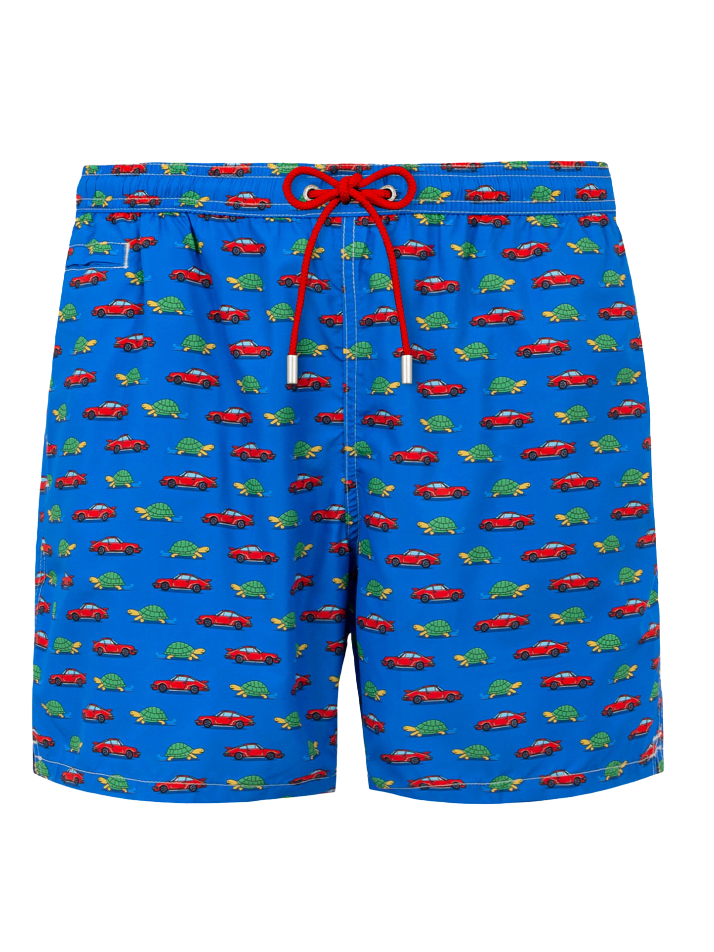 Herren-Badeshorts aus leichtem Stoff mit Schildkröten- und Autoaufdruck