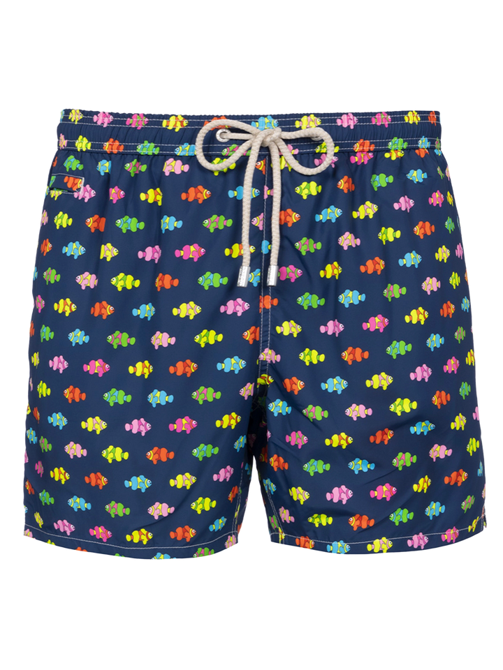Man lightweight fabric swim-shorts Lighting Micro Fantasy with clownfishes print