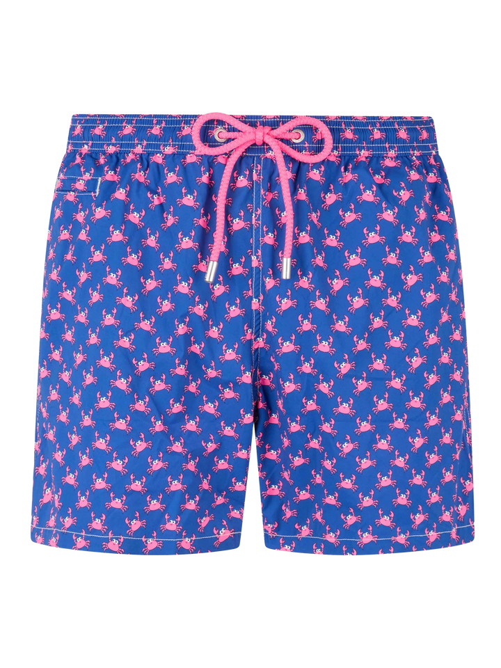 Bequeme Herren-Badeshorts aus leichtem Stoff mit Krabbenaufdruck