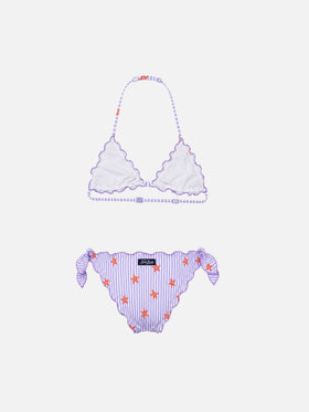 Girl classic triangle bikini Cris with seastars print
