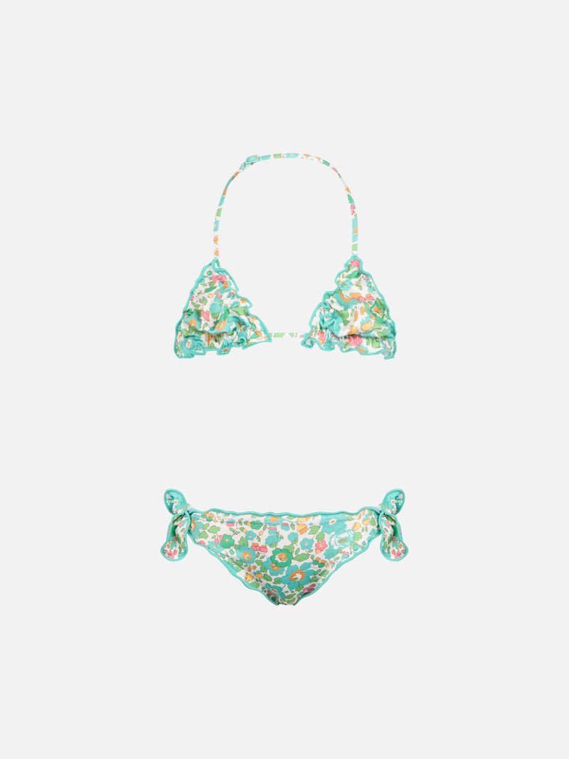 Bikini classico da bambina a triangolo Cris con stampa Betsy | REALIZZATO CON TESSUTO LIBERTY