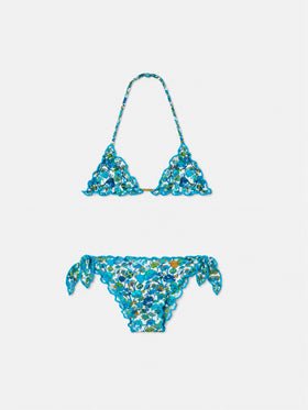 Bikini triangle pour fille à imprimé champignons | Réalisé en tissu Liberty 