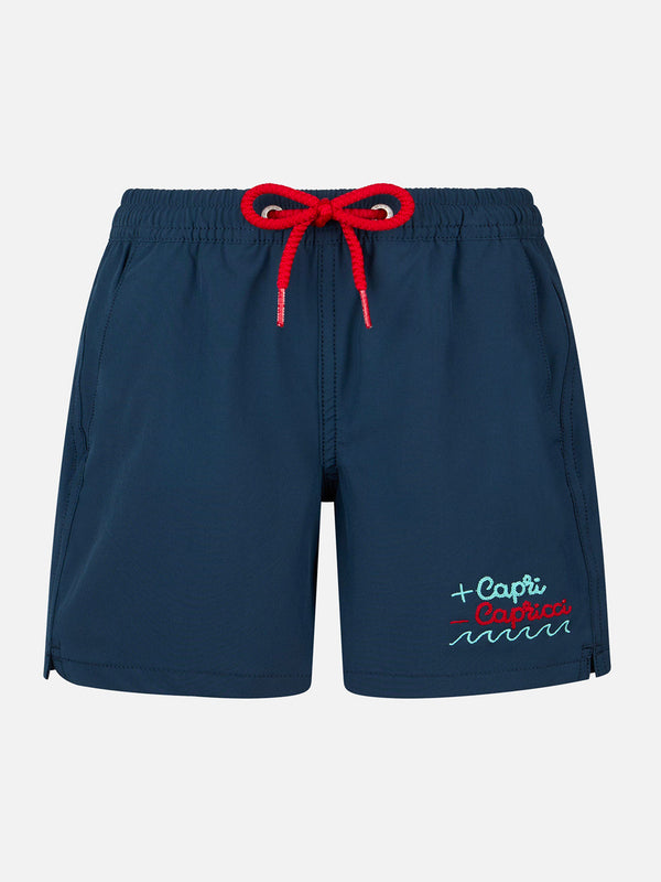 Boy Comfort swim shorts with + Capri - Capricci embroidery | INSULTI LUMINOSI SPECIAL EDITION