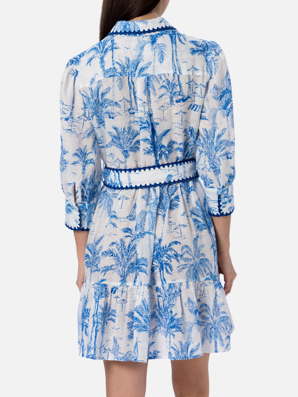 Woman Toile de Jouy linen dress Daisi