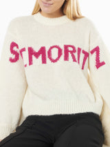 Maglia morbida da donna dalla forma squadrata con stampa jacquard St. Moritz