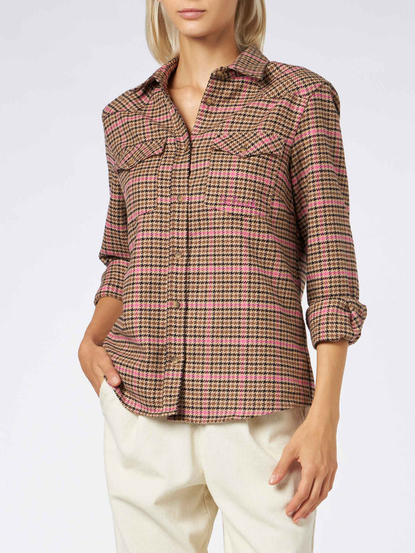 Damen-Overshirt mit Pied-de-Poule-Print