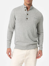 Maglione polo in cashmere misto grigio chiaro da uomo Dorian