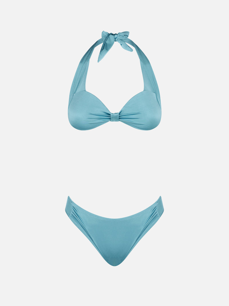 Bikini da donna a bralette colore azzurro