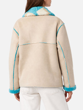 Dorys reversible shearling-effect jacket with tartan print