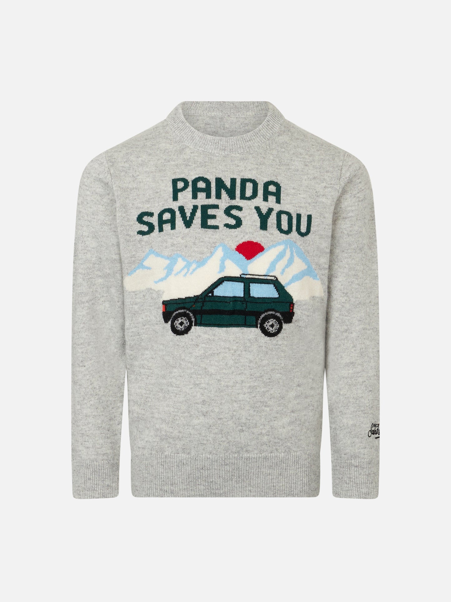 Maglione girocollo da bambino con stampa jacquard Panda saves you