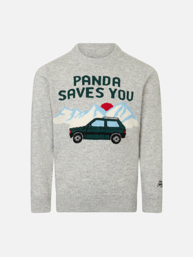 Maglione girocollo da bambino con stampa jacquard Panda saves you