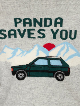 Maglione girocollo da bambino con stampa jacquard Panda saves you