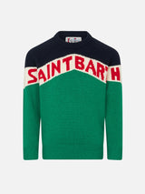 Boy crewneck sweater with Saint Barth print