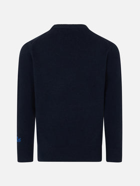 Maglia da bambino girocollo con stampa cartolina Cortina