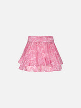 Woman paisley silk voile ruffled mini skirt Eivissa